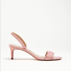 Scalloped Suede Heeled Sandals